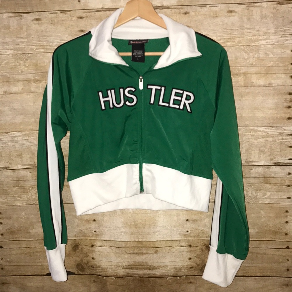 HUSTLER CROP track JACKET Playboy green Large